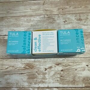 Tula Skincare 24-7 Moisture Day Night Cream Women 3pc 0.49oz Each Blue Hydrating